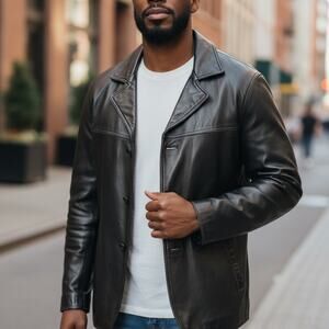 Guess Black Leather Jacket